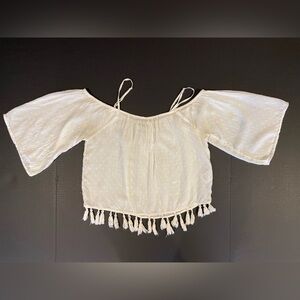 American Eagle white 3/4 sleeve crop top blouse size XS
